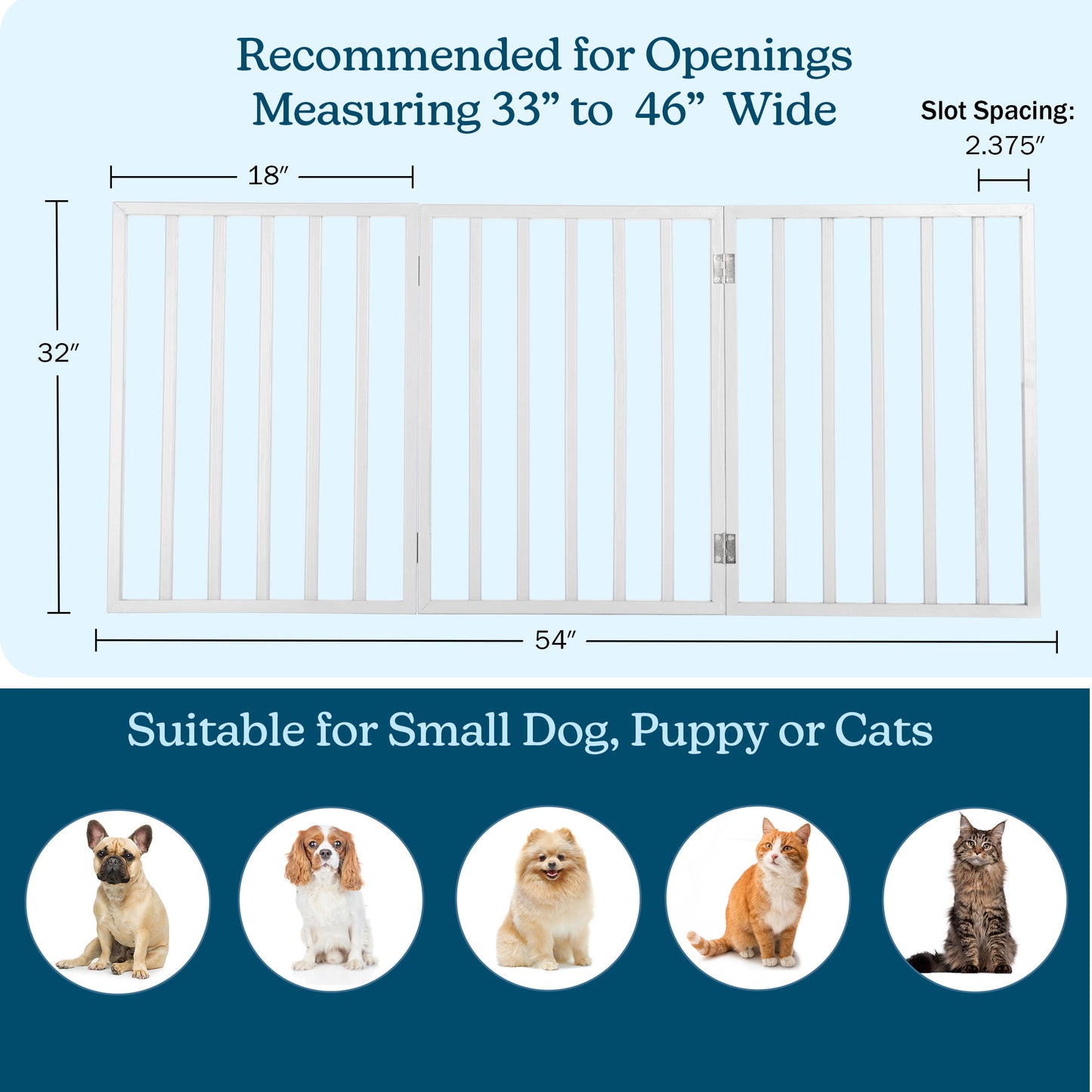 PETMAKER 3-Panel Indoor Foldable Pet Gate, White