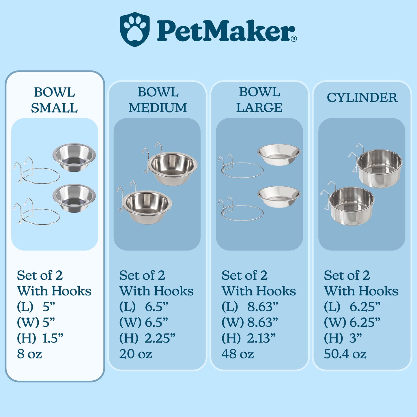 Stainless-Steel Hanging Dog Bowl Set