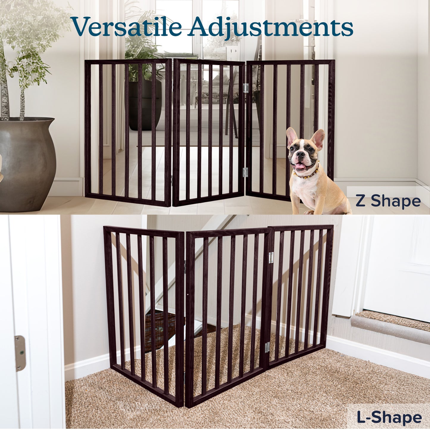 PETMAKER 3-Panel Foldable Pet Gate, Brown