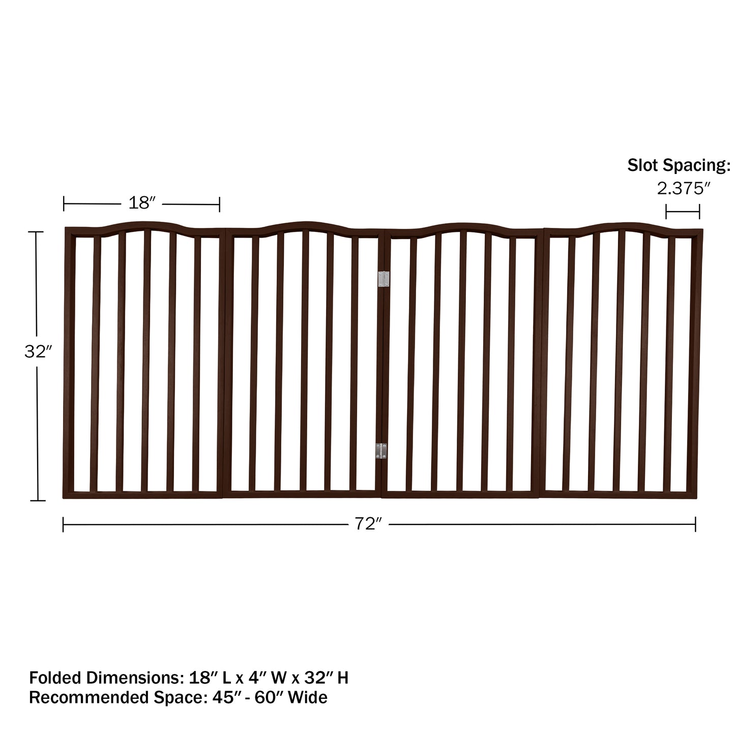 PETMAKER 4-Panel Indoor Foldable Pet Gate, Brown