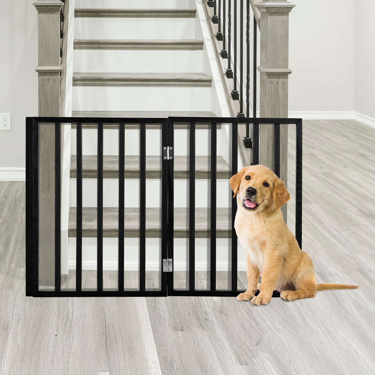 PETMAKER 3-Panel Indoor Foldable Pet Gate, Black