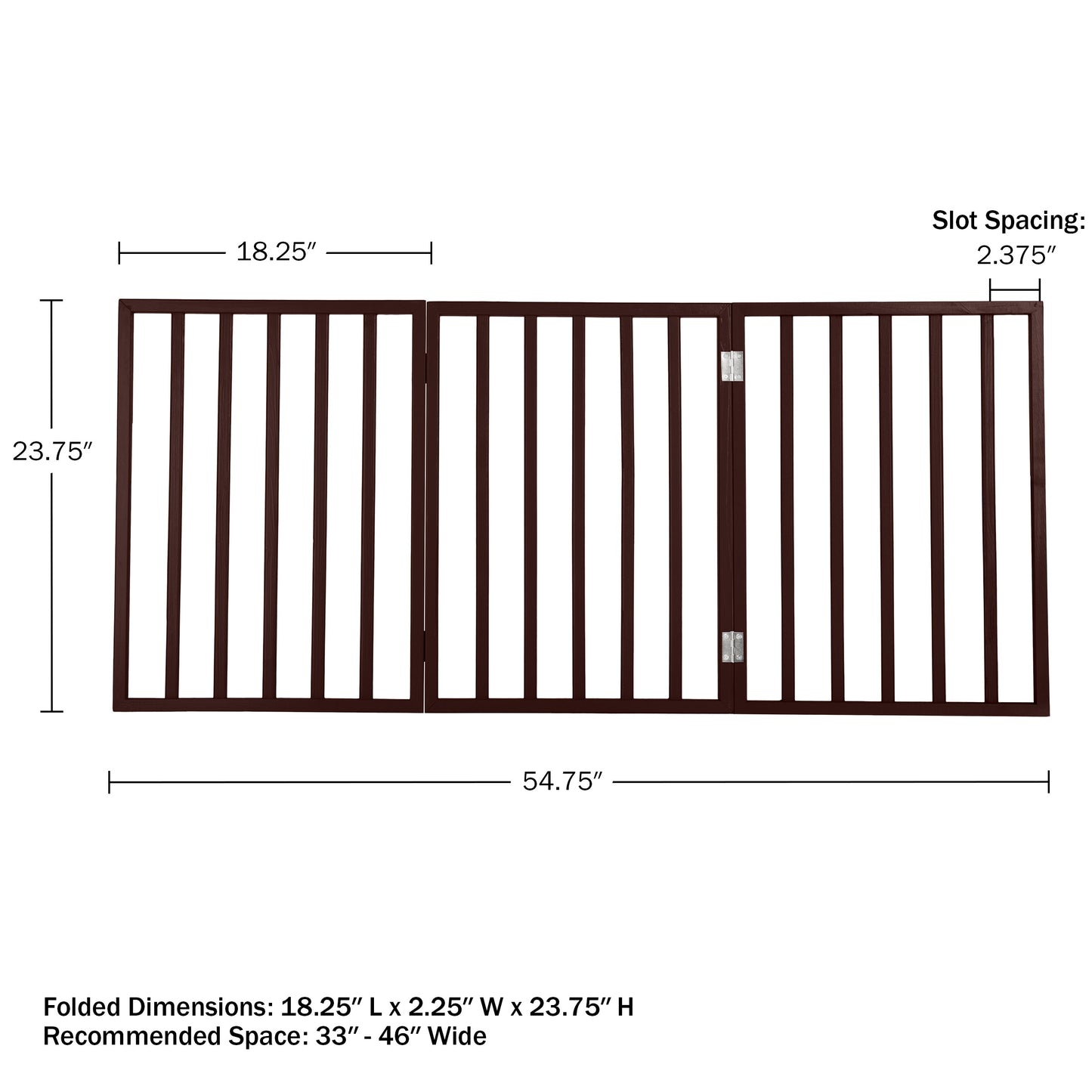 PETMAKER 3-Panel Indoor Foldable Pet Gate, Brown