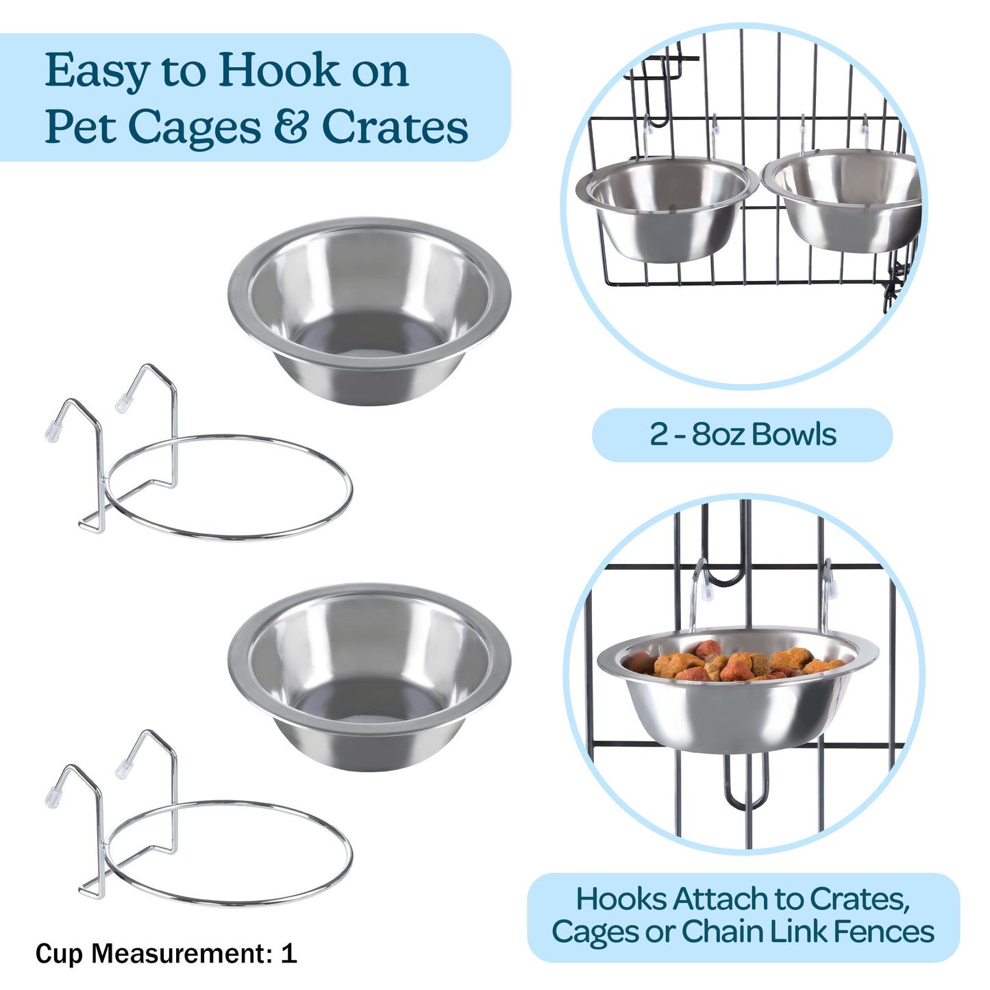 Stainless-Steel Hanging Dog Bowl Set