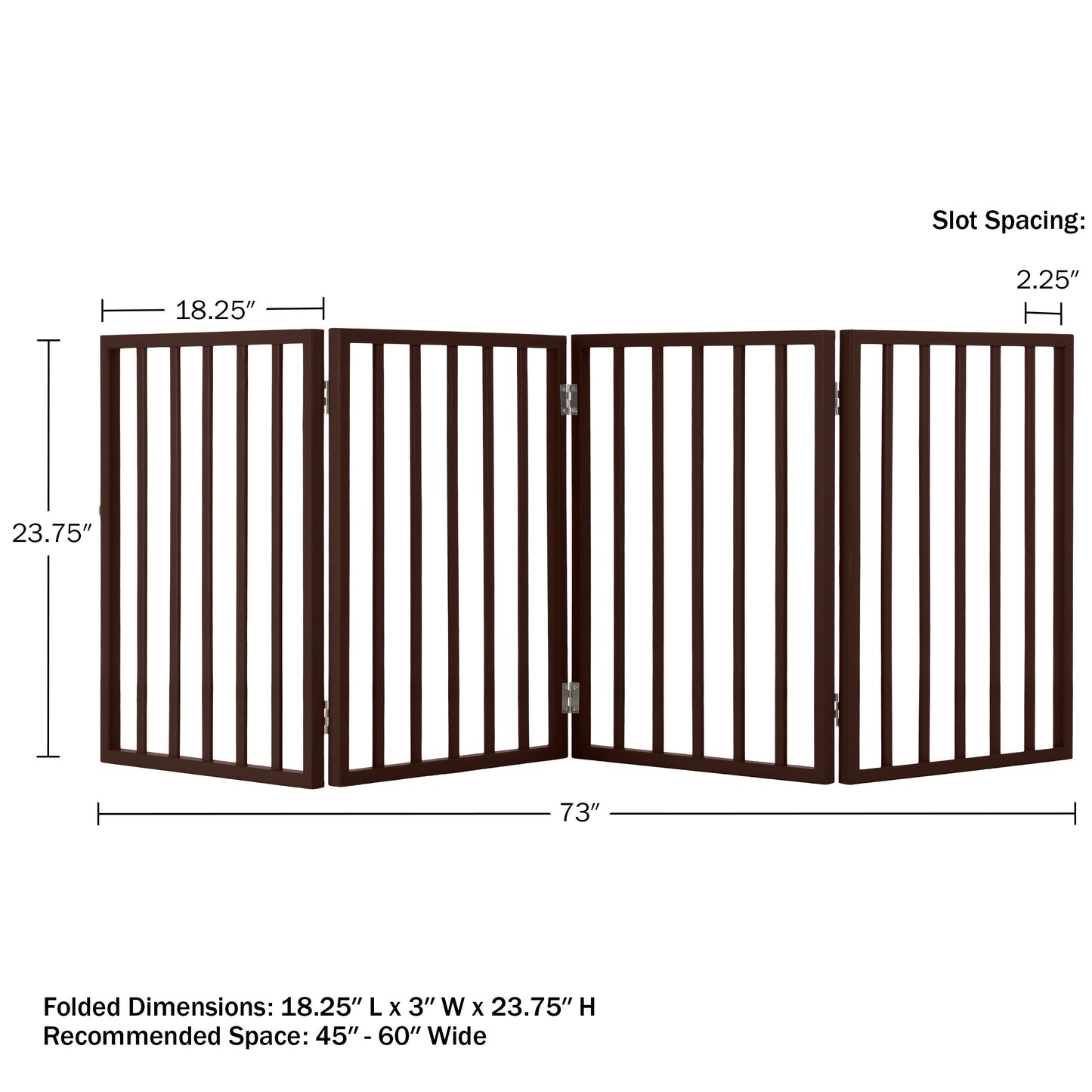 PETMAKER 4-Panel Indoor Foldable Pet Gate, Brown
