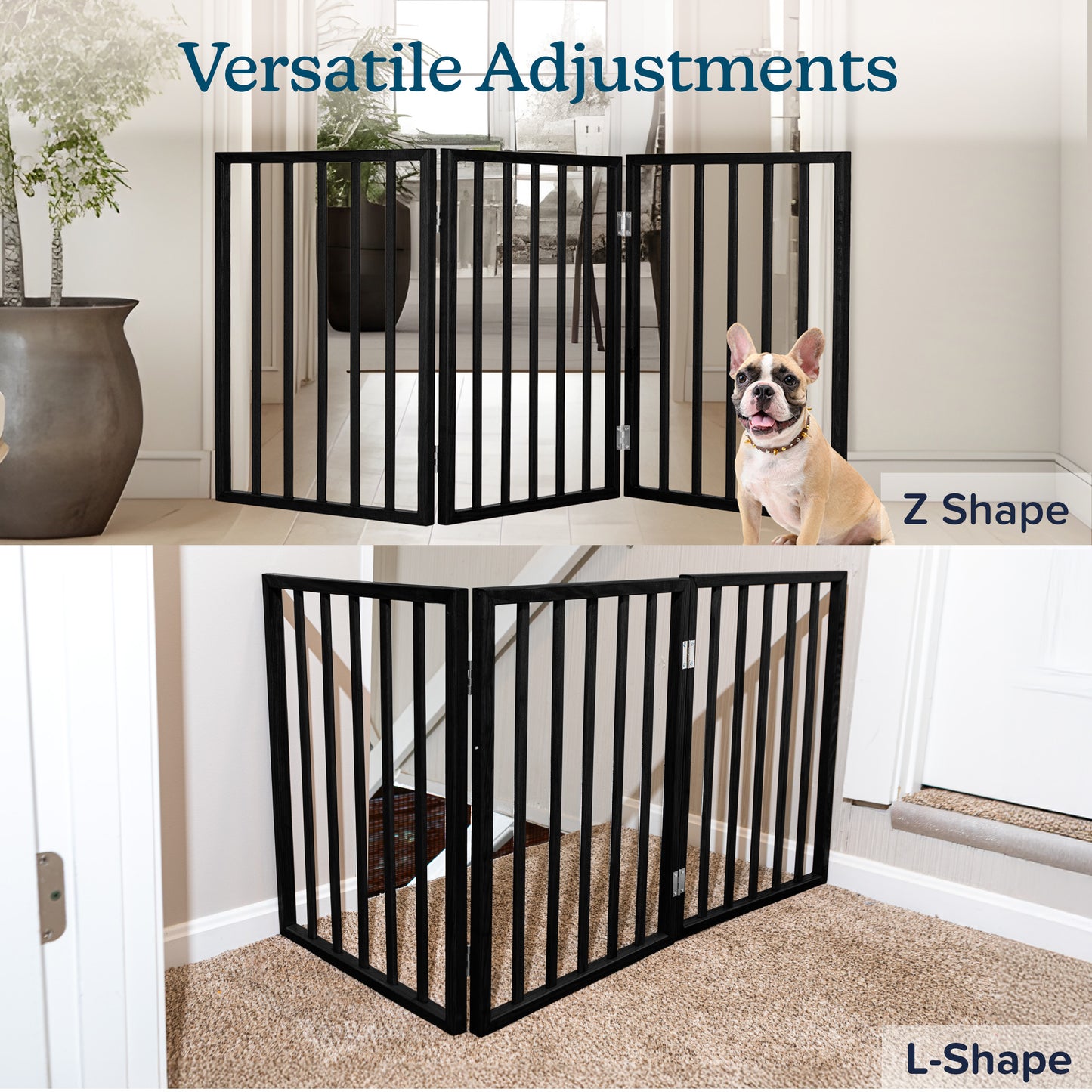 PETMAKER 3-Panel Indoor Foldable Pet Gate, Black
