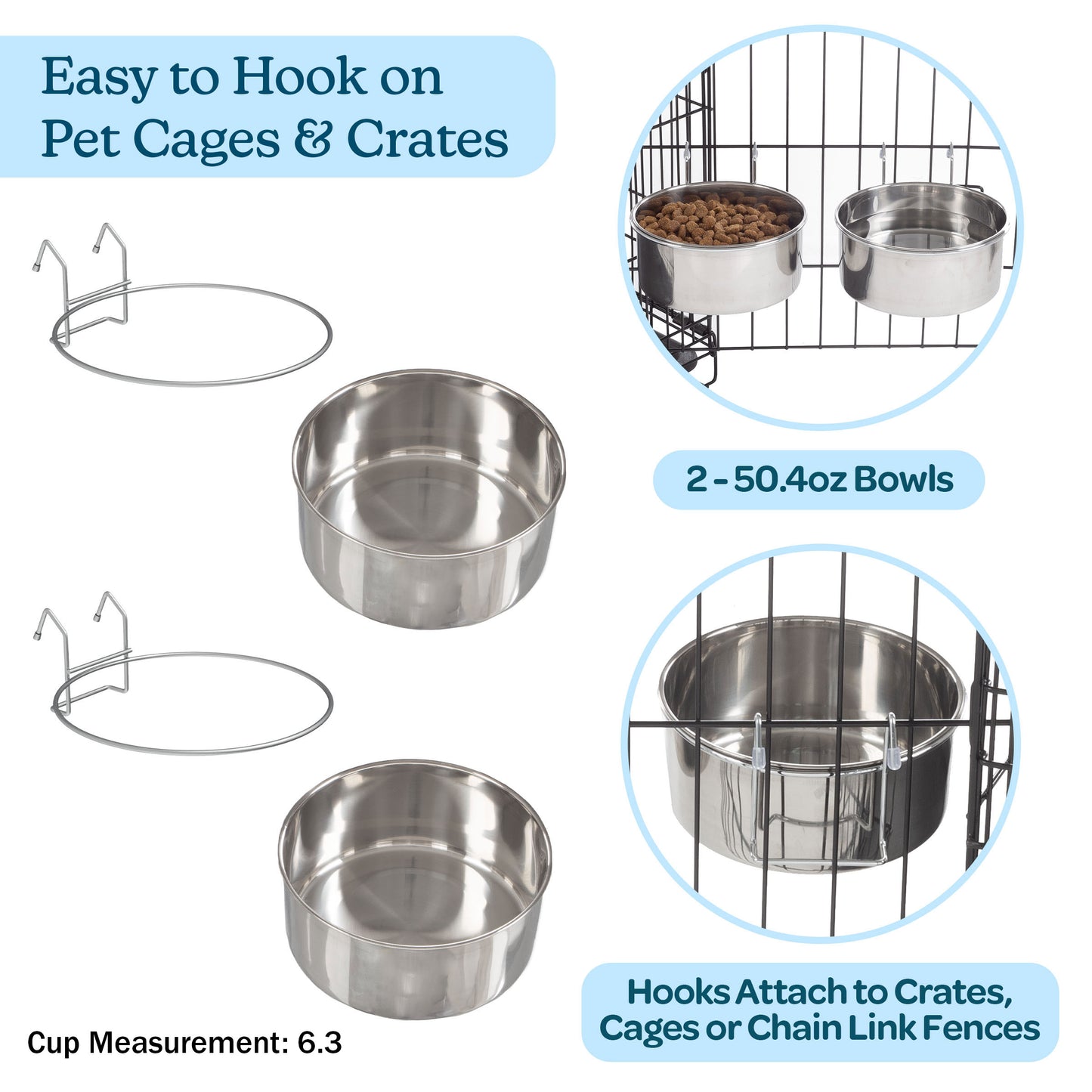 Stainless-Steel Hanging Dog Bowl Set
