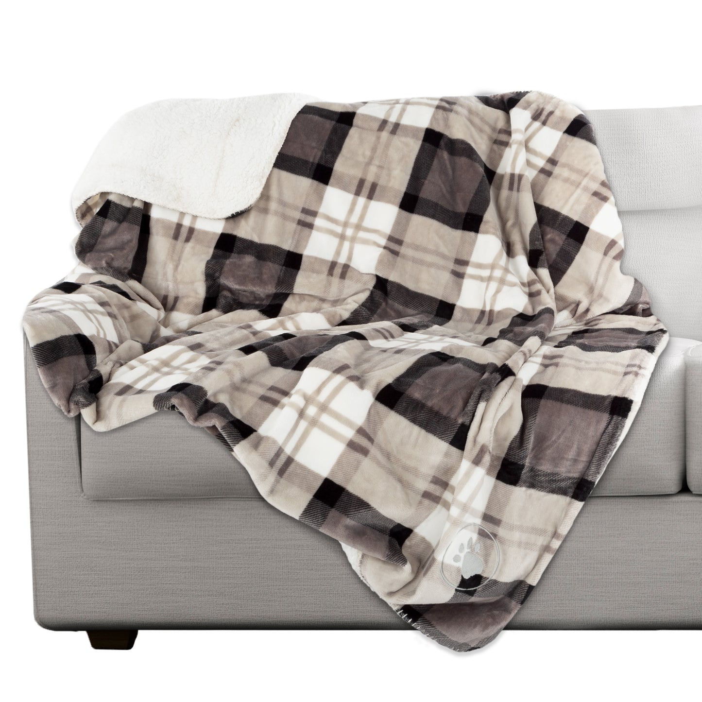 PETMAKER 50x60 Waterproof Dog Blanket, Gray Plaid