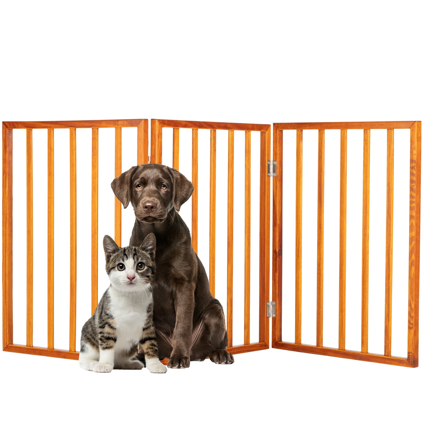PETMAKER 3-Panel Foldable Pet Gate, Mahogany