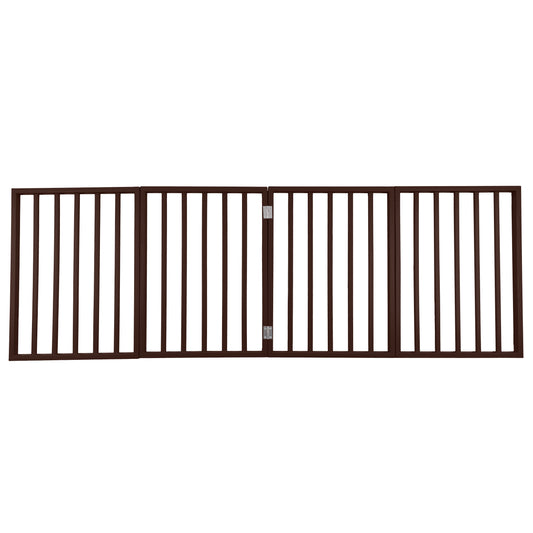 PETMAKER 4-Panel Indoor Foldable Pet Gate, Brown