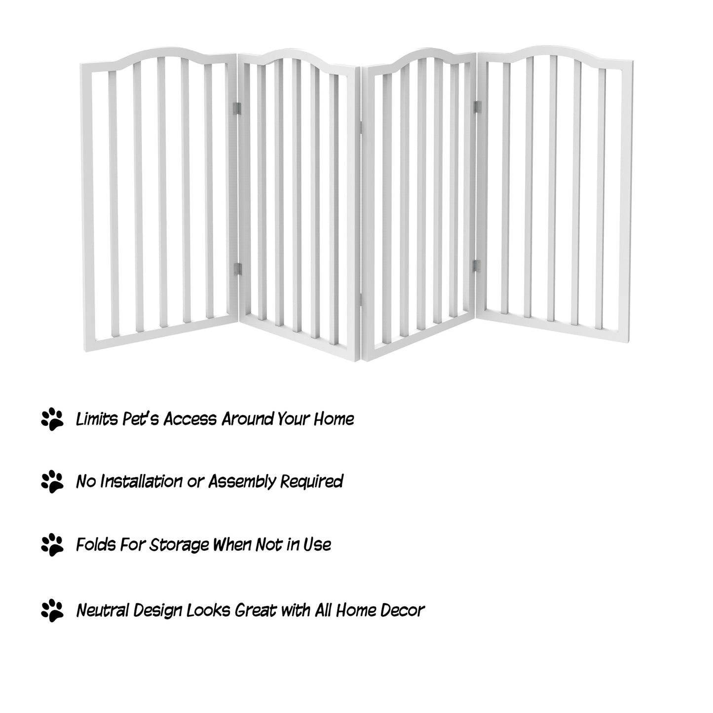 PETMAKER 4-Panel Indoor Foldable Pet Gate, White