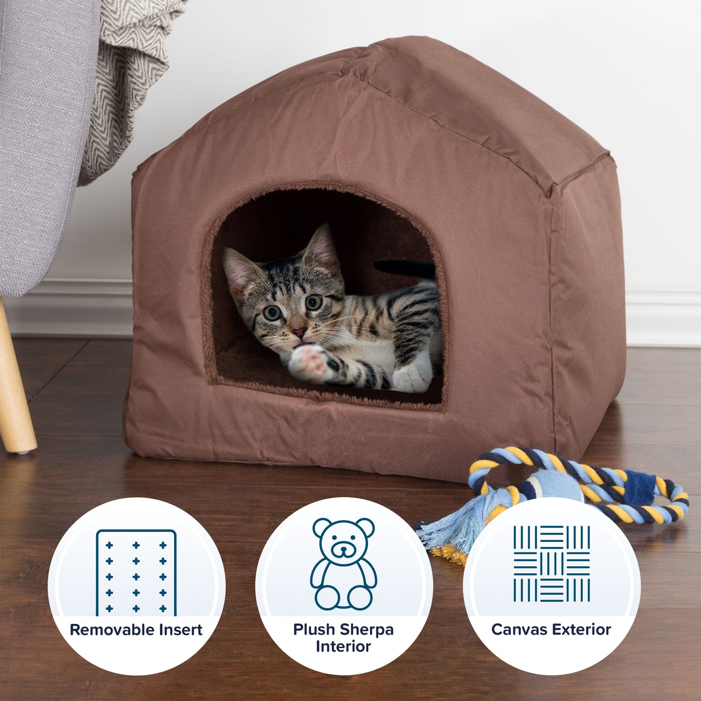 PETMAKER Indoor Dog House for Small Pets, Brown