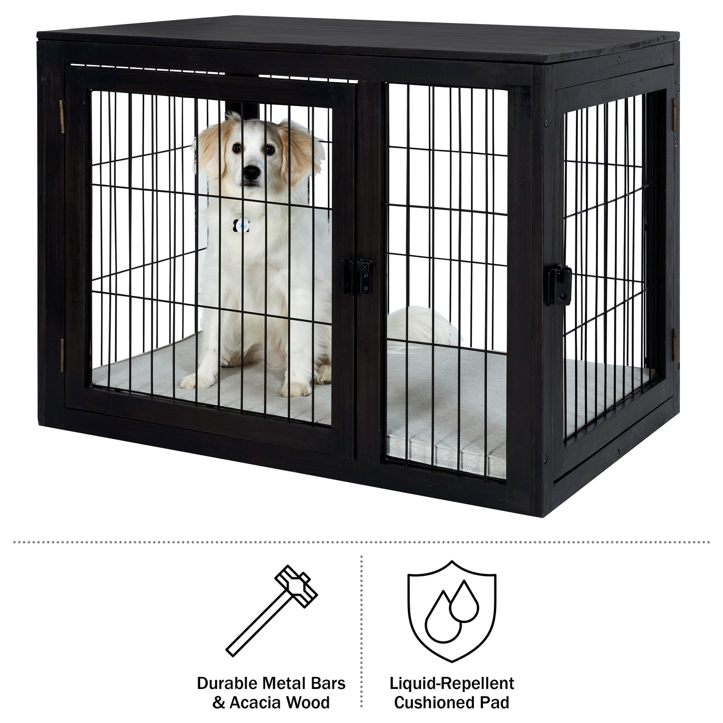 Furniture-Style Dog Crate, Black