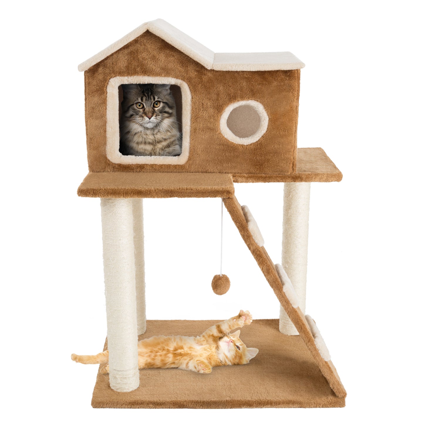 Grepow 35in Cat Tree with House, Brown