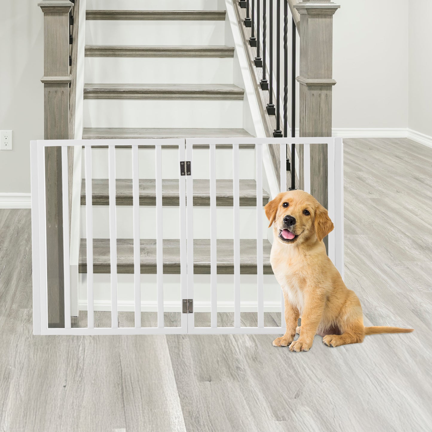 PETMAKER 4-Panel Indoor Foldable Pet Gate, White