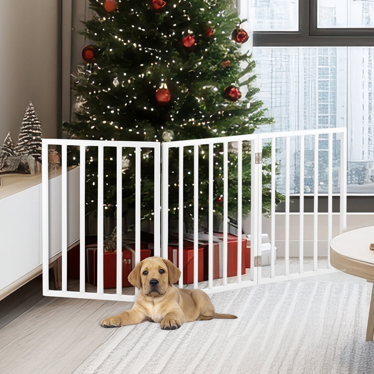 PETMAKER 3-Panel Indoor Foldable Pet Gate, White