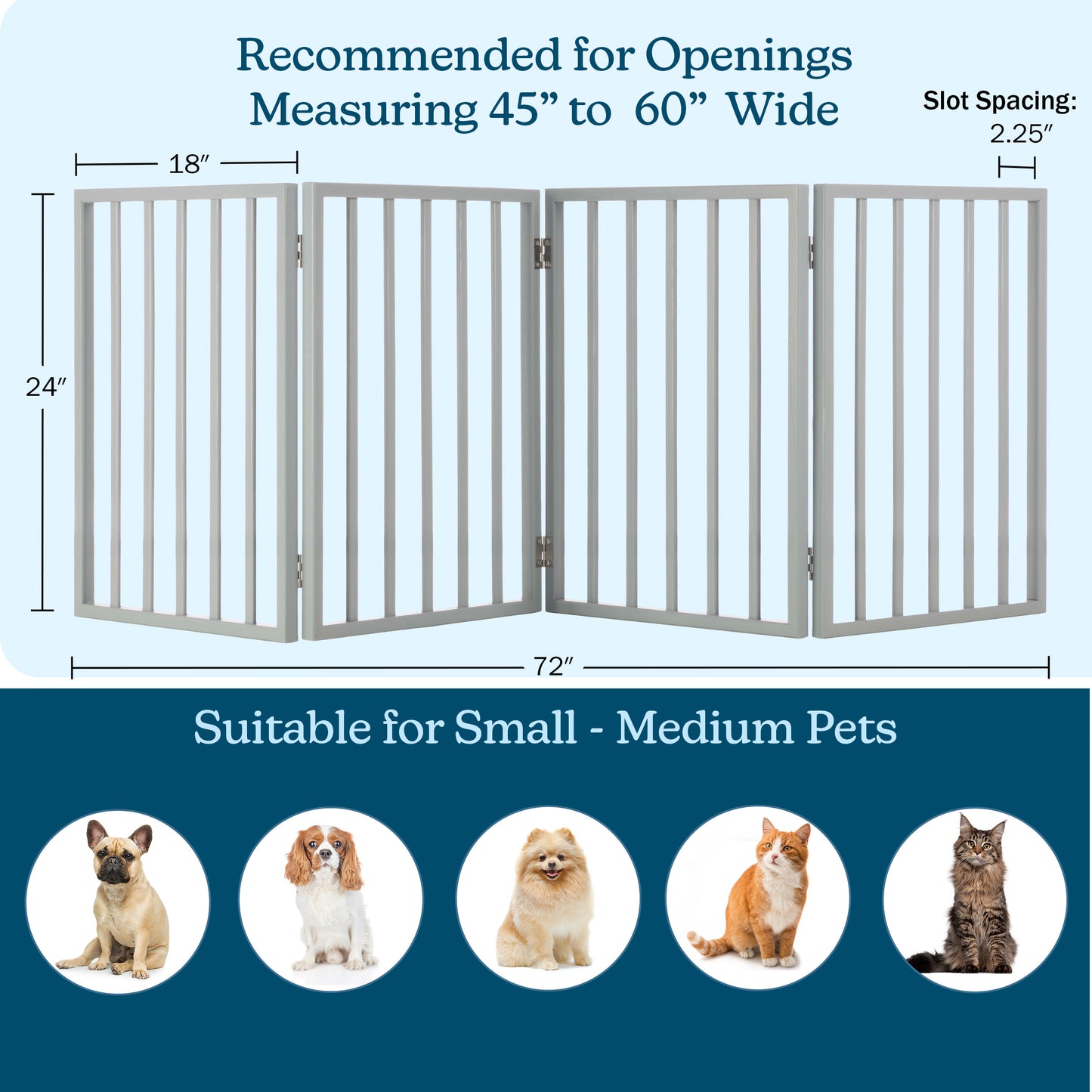 PETMAKER 4-Panel Indoor Foldable Pet Gate, Gray