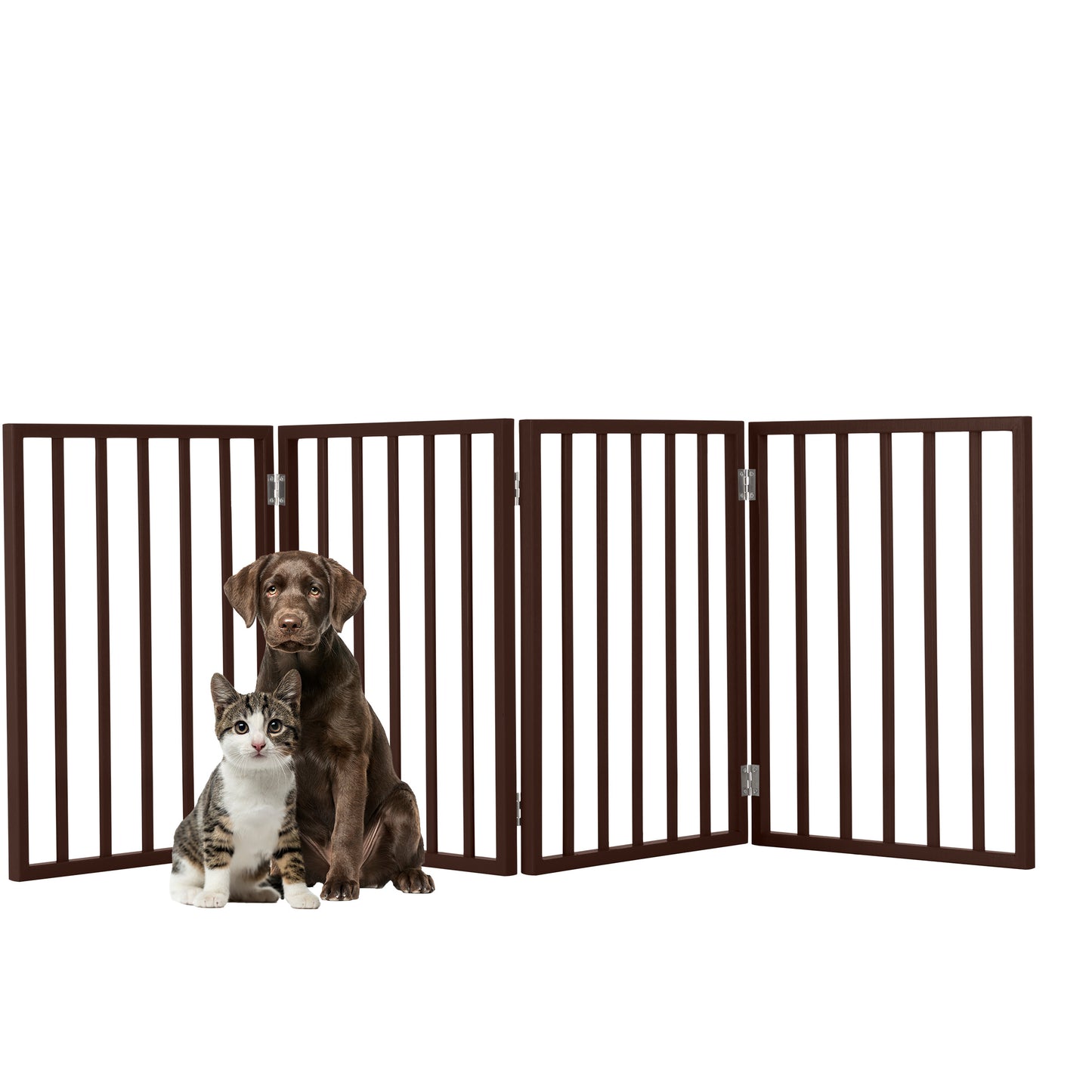 PETMAKER 4-Panel Indoor Foldable Pet Gate, Brown
