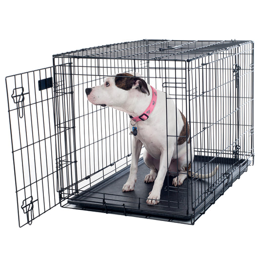 PETMAKER 36-inch Double Door Dog Crate, Black
