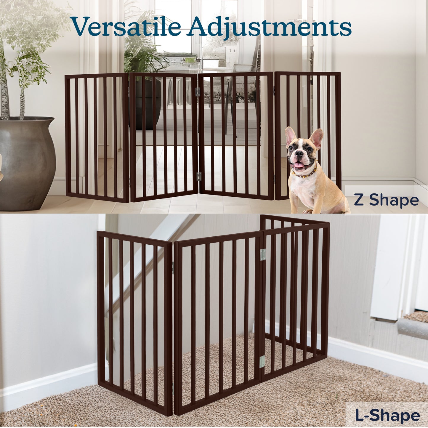 PETMAKER 4-Panel Indoor Foldable Pet Gate, Brown