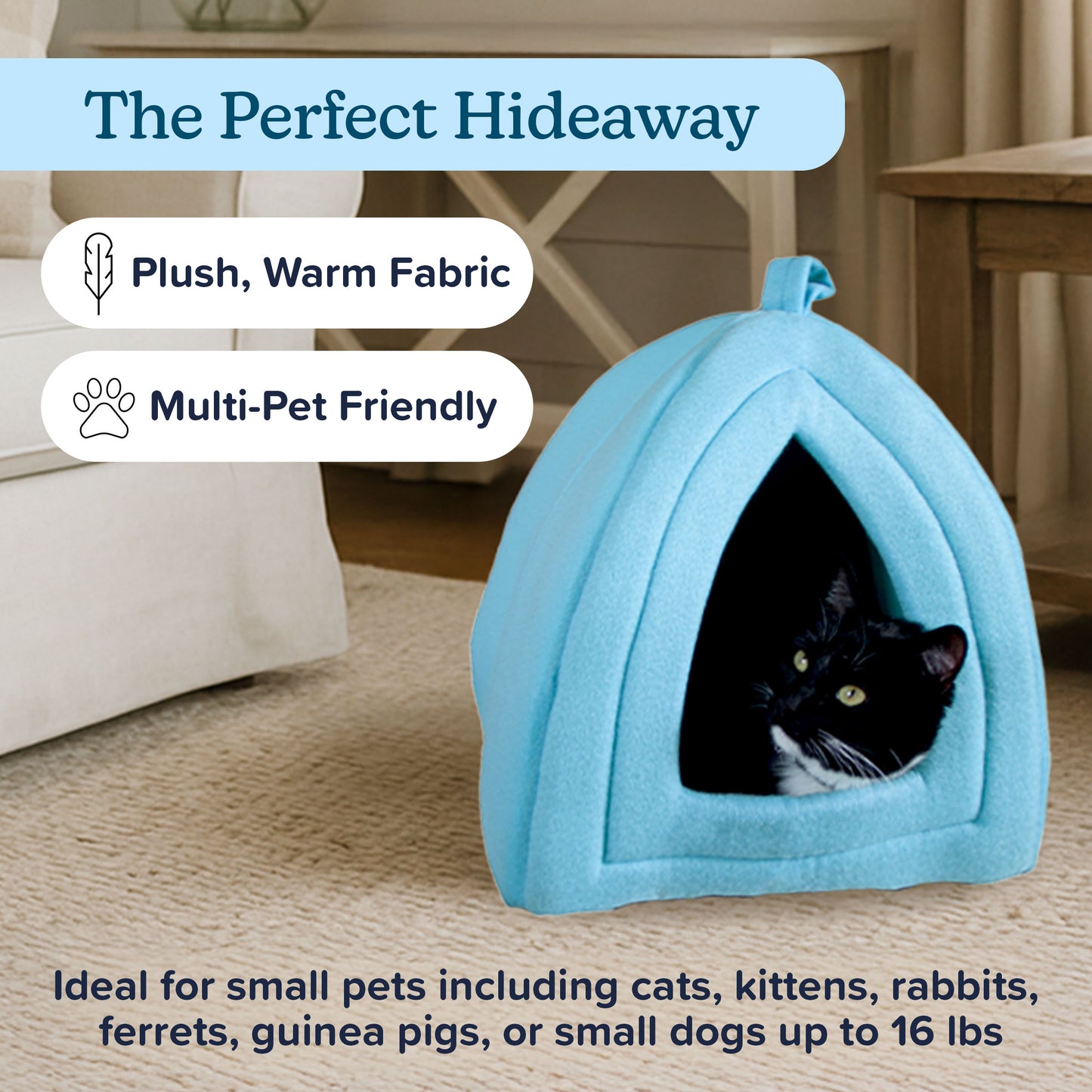 Pet Adobe Cat House for Small Animals, Blue