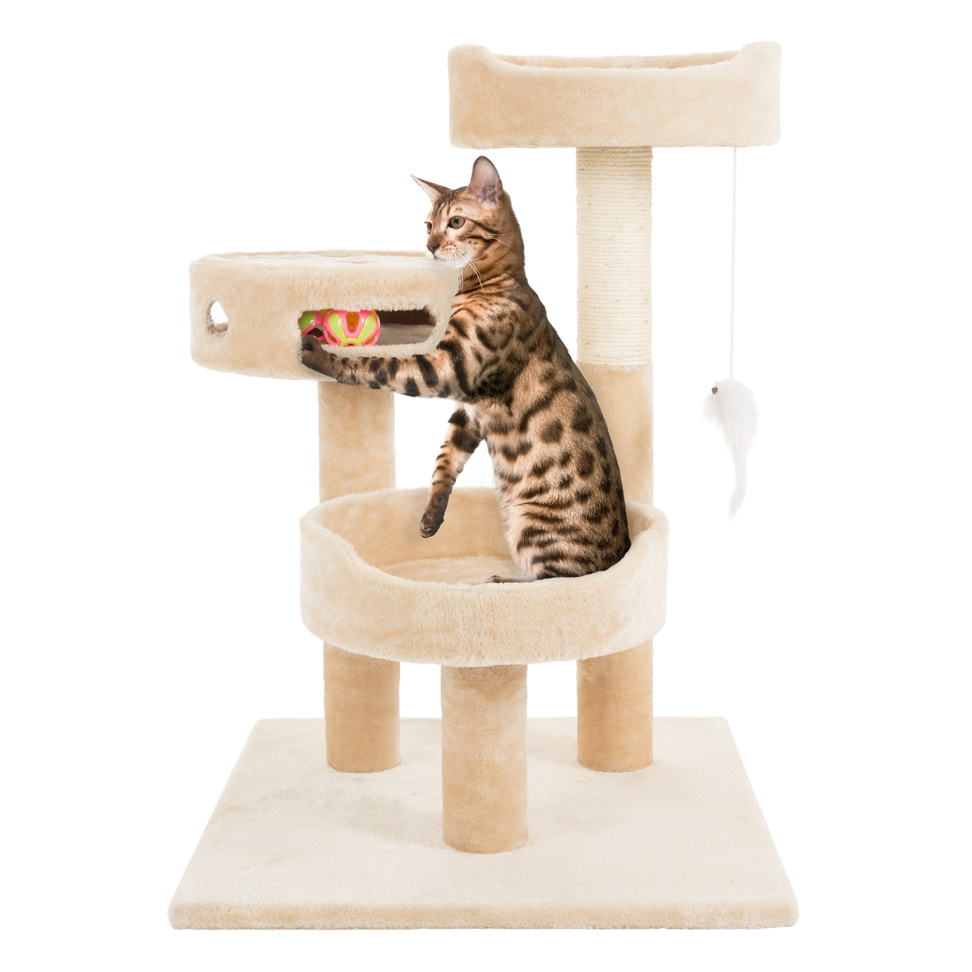 PETMAKER Tall Cat Tree Condo with Perches, Scratch Post, and Wheel