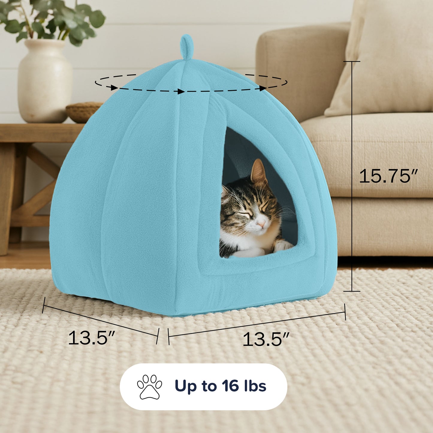 Pet Adobe Cat House for Small Animals, Blue