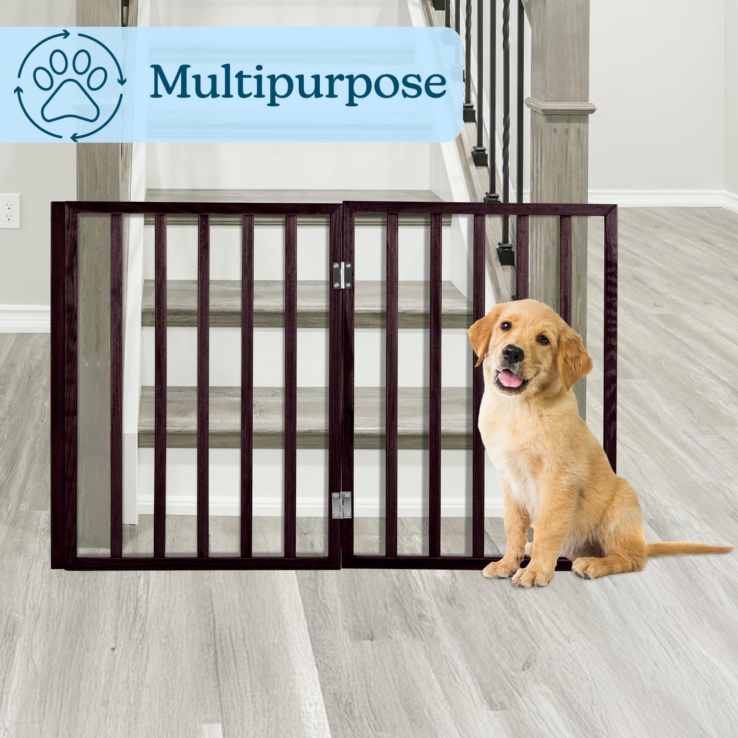 PETMAKER 3-Panel Foldable Pet Gate, Brown