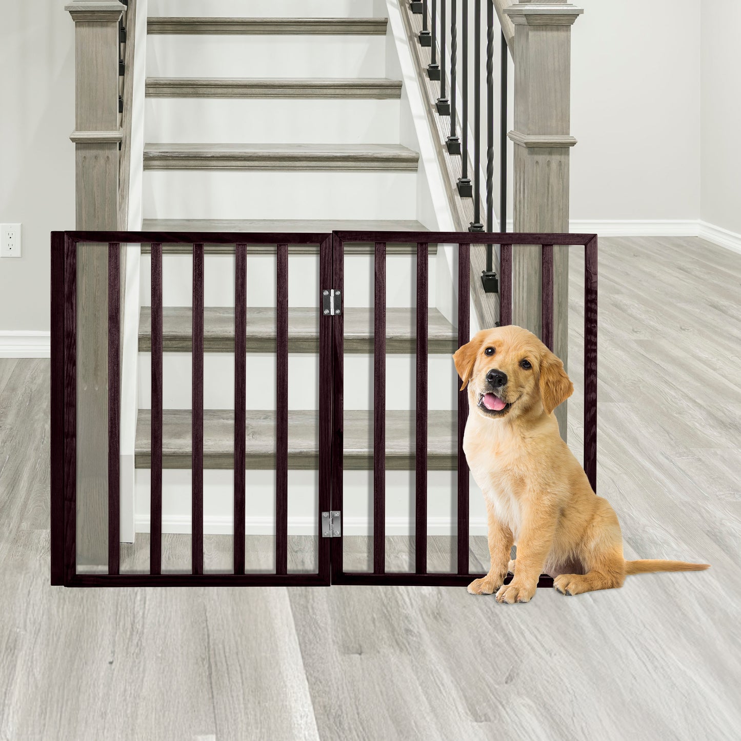 PETMAKER 3-Panel Foldable Pet Gate, Brown