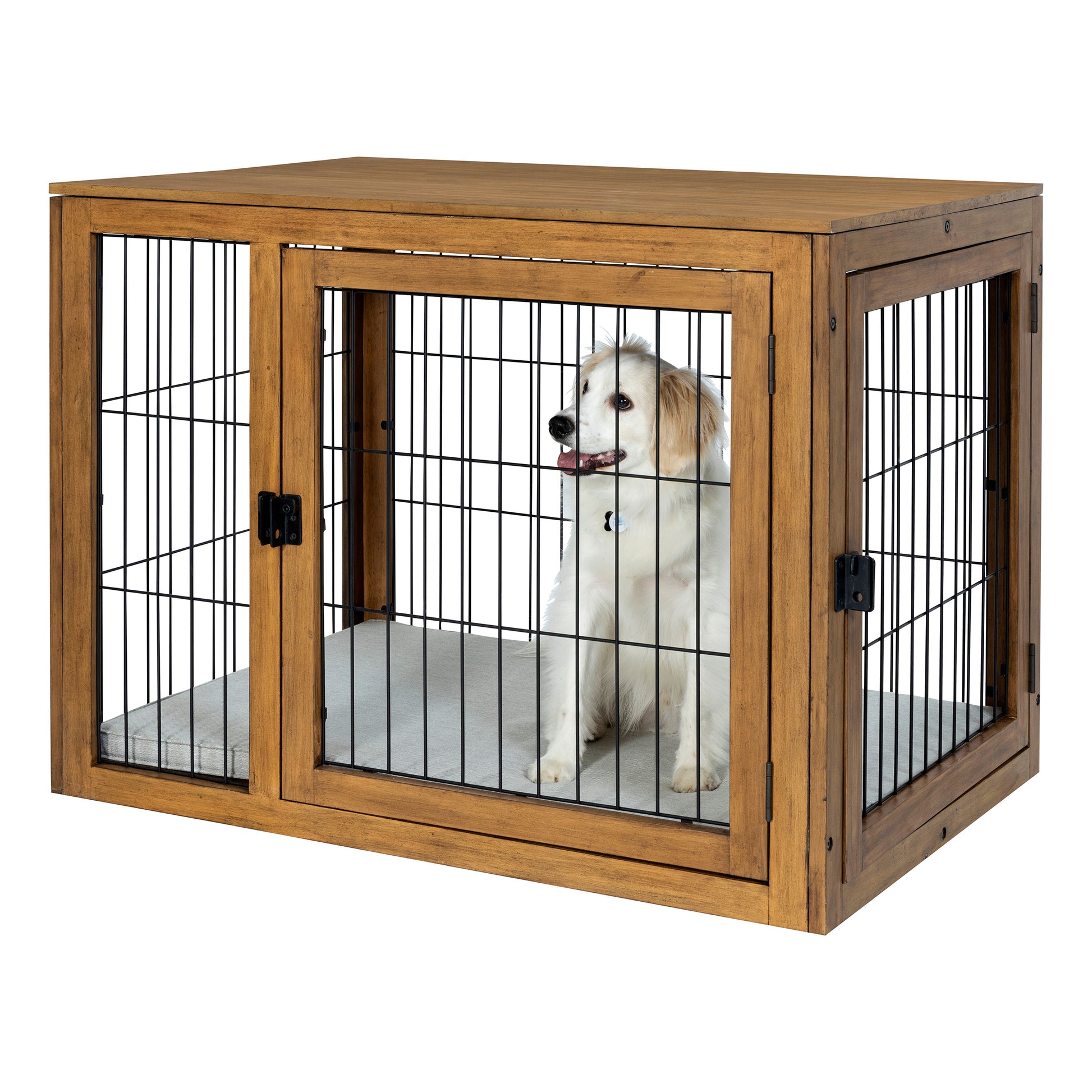PETMAKER Furniture-Style Dog Crate with Double Doors and Cushion