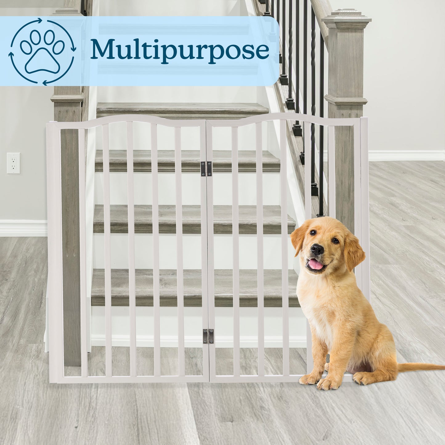 PETMAKER 4-Panel Indoor Foldable Pet Gate, White