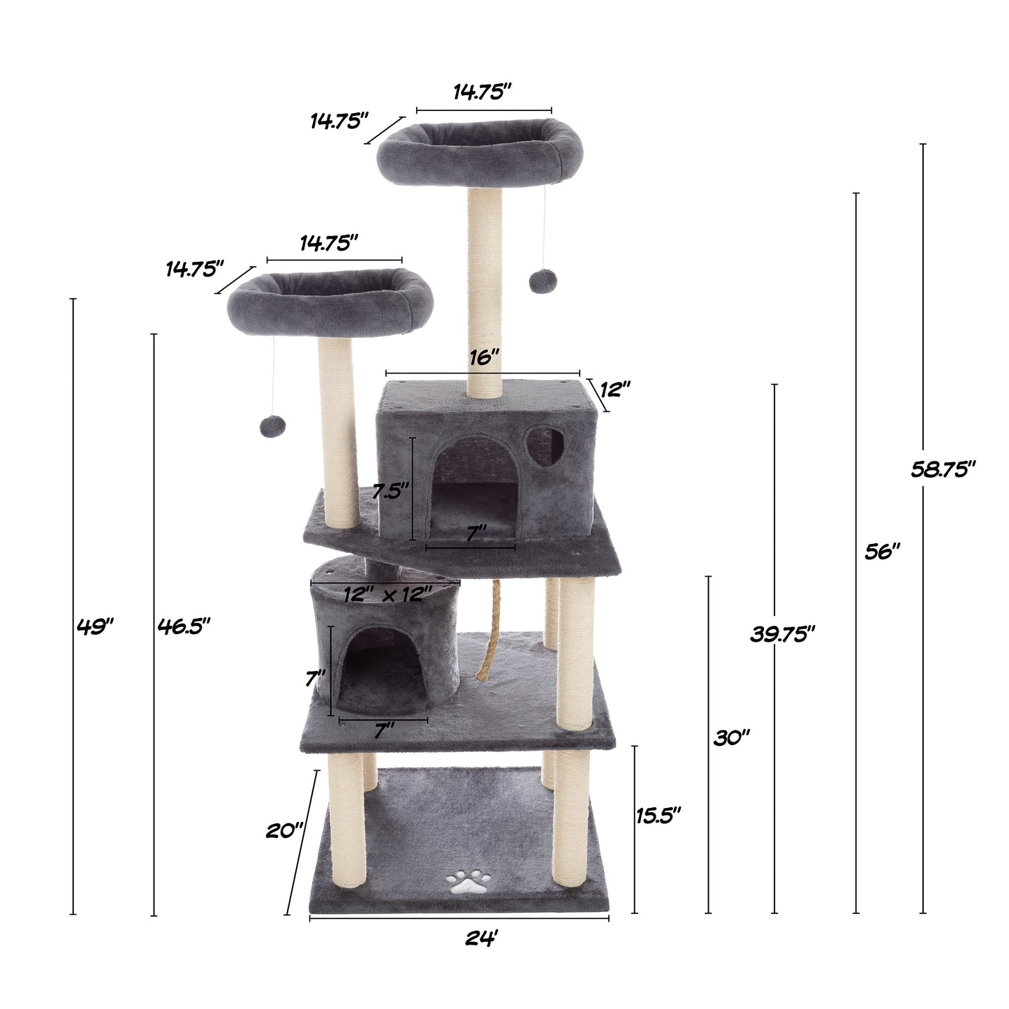 5-Tier Cat Tree with Scratch Posts