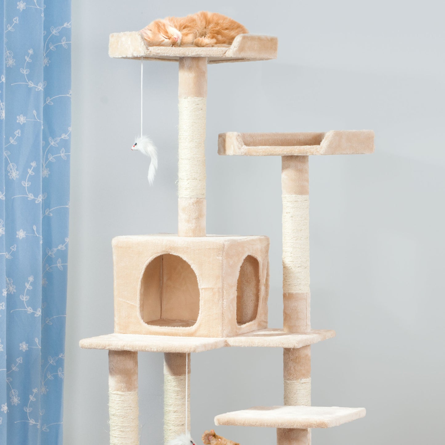 Pet Adobe 5.5FT Cat Tree with Scratch Posts, Beige