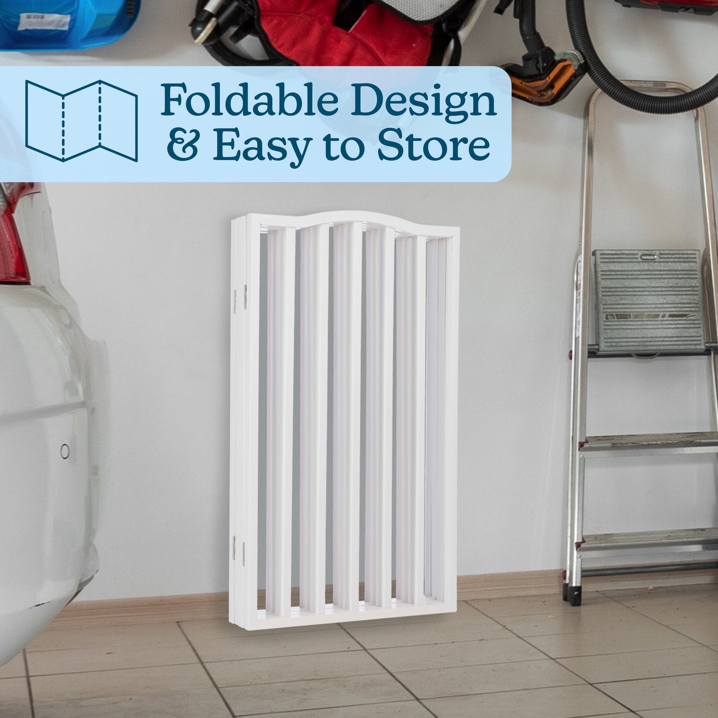 PETMAKER 4-Panel Indoor Foldable Pet Gate, White