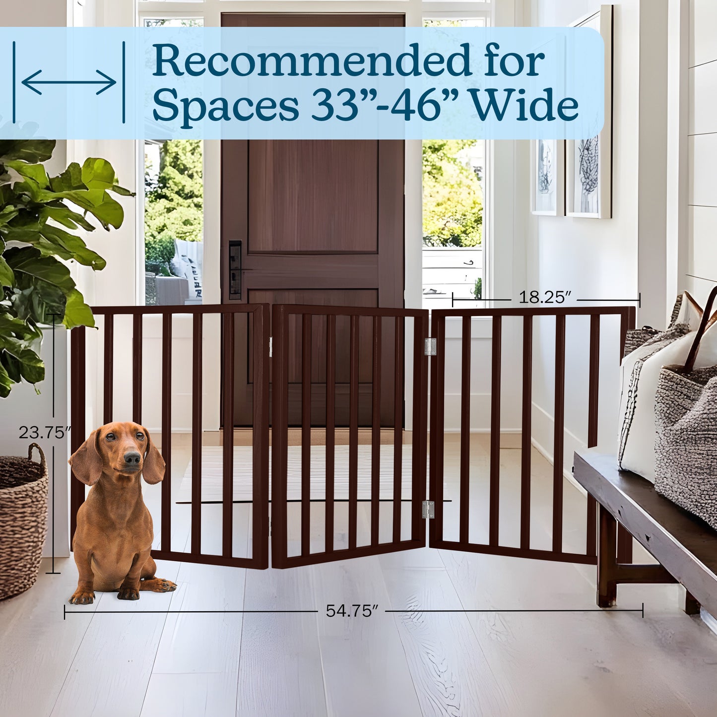 PETMAKER 3-Panel Indoor Foldable Pet Gate, Brown