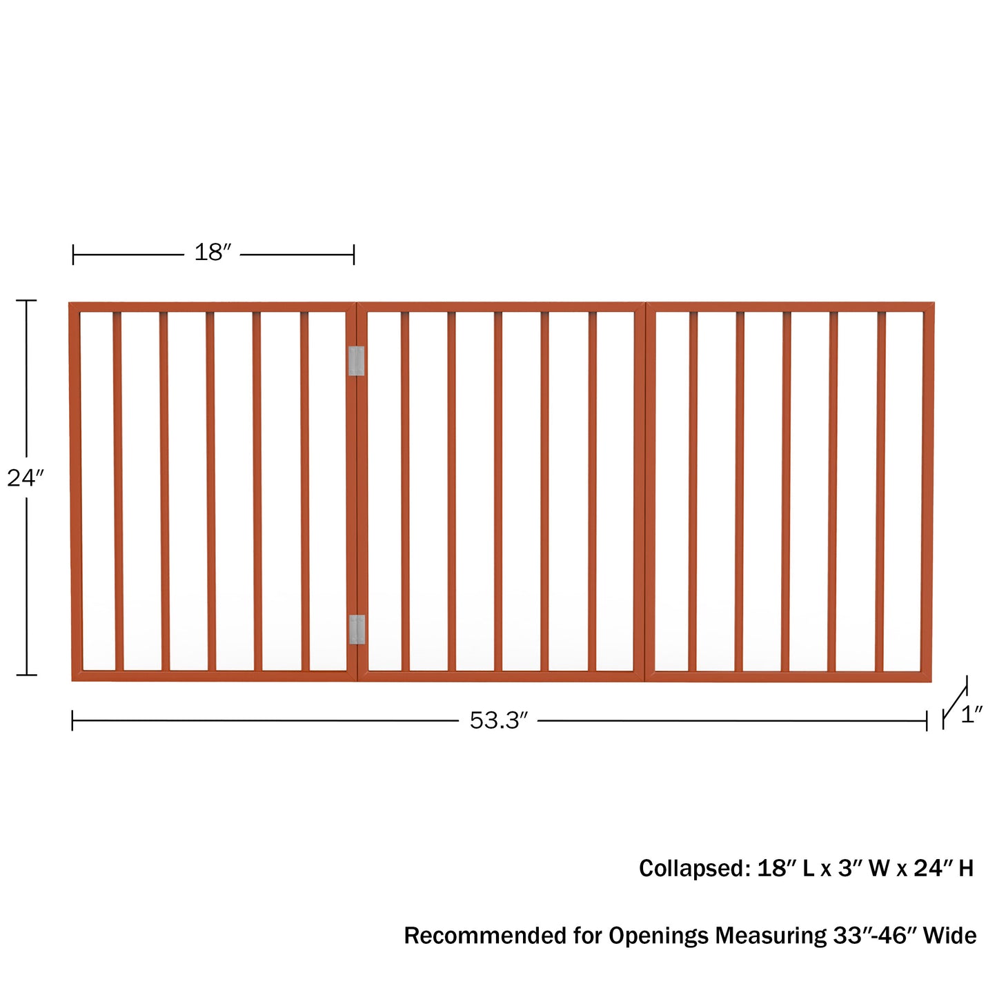 PETMAKER 3-Panel Foldable Pet Gate, Mahogany