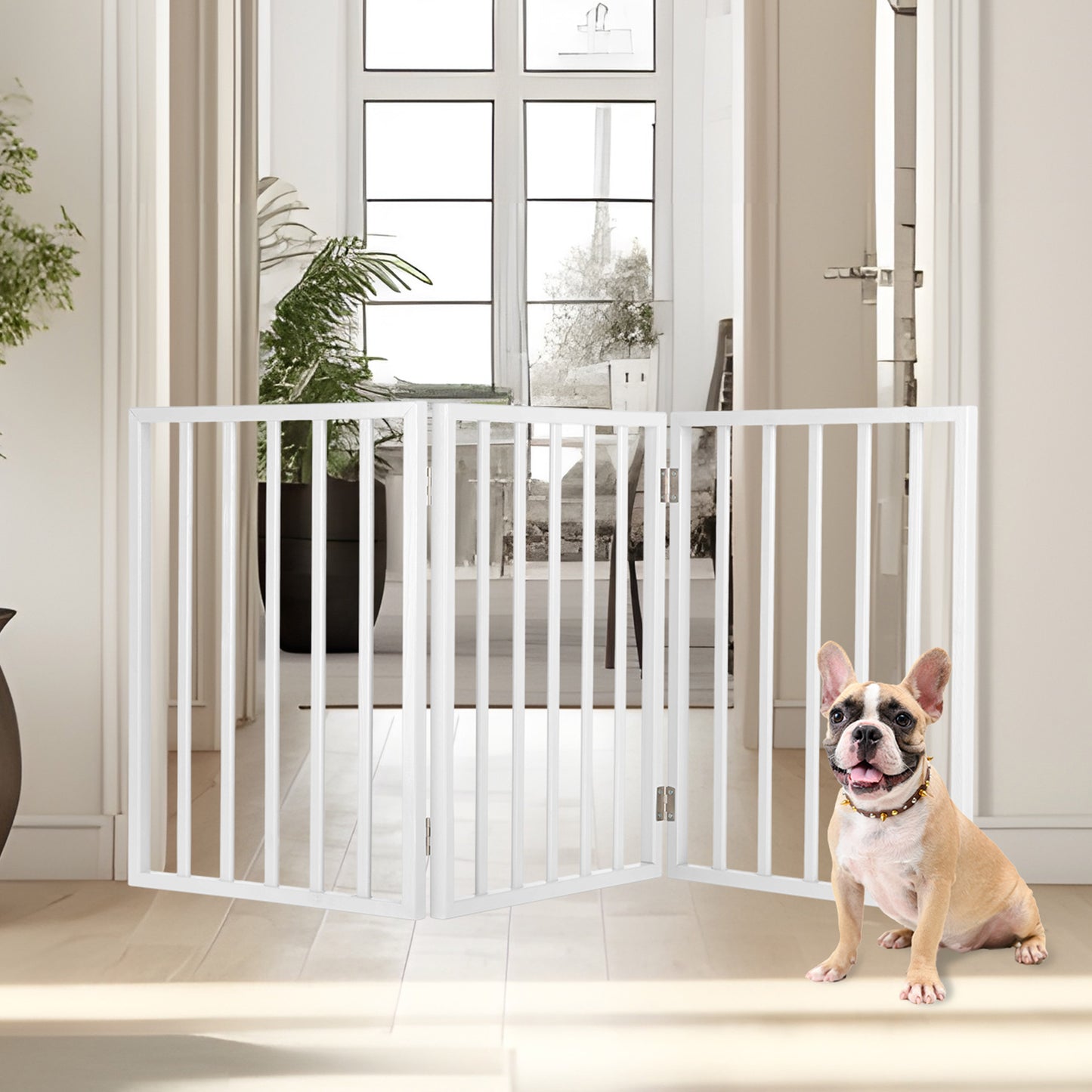 PETMAKER 3-Panel Indoor Foldable Pet Gate, White