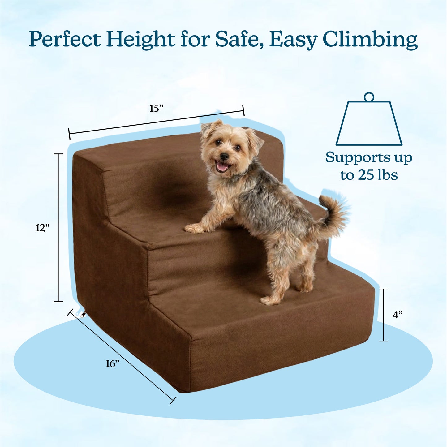 3-Step Nonslip Foam Pet Staircase