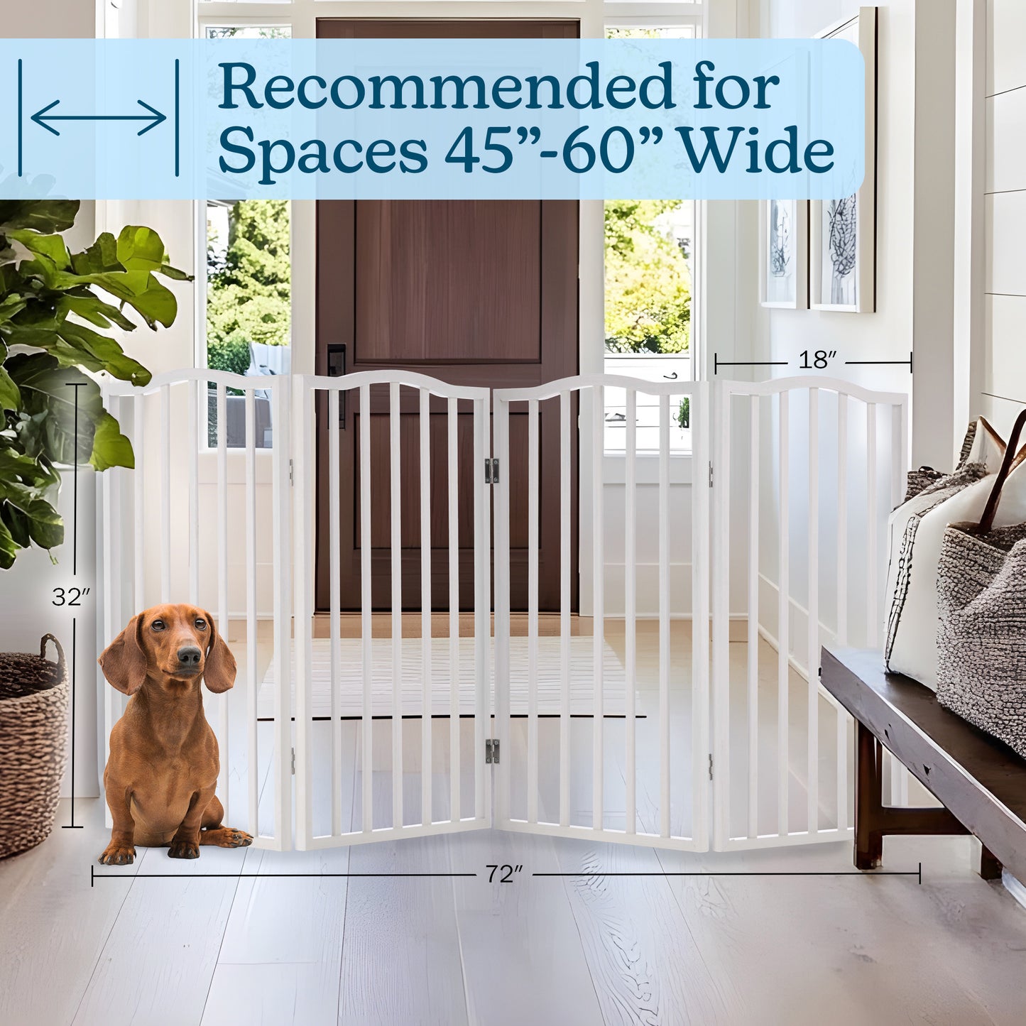 PETMAKER 4-Panel Indoor Foldable Pet Gate, White