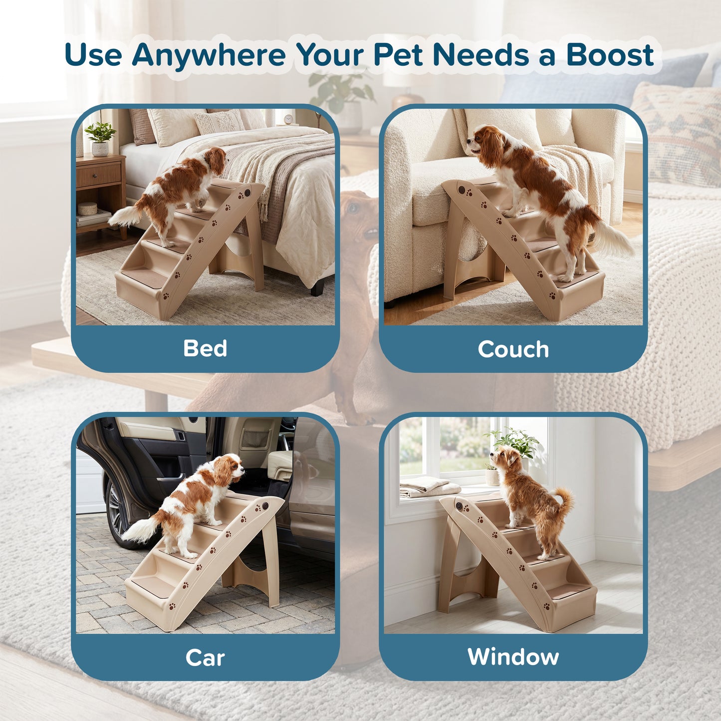 Foldable 4-Step Nonslip Pet Stairs