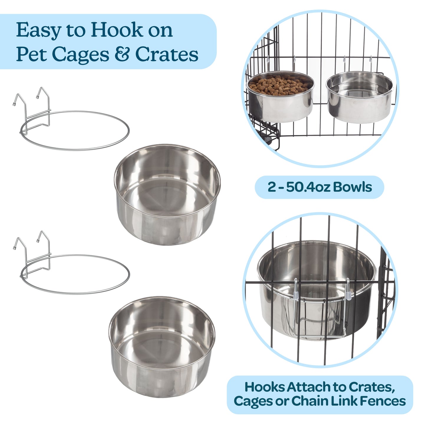 Stainless-Steel Hanging Dog Bowl Set