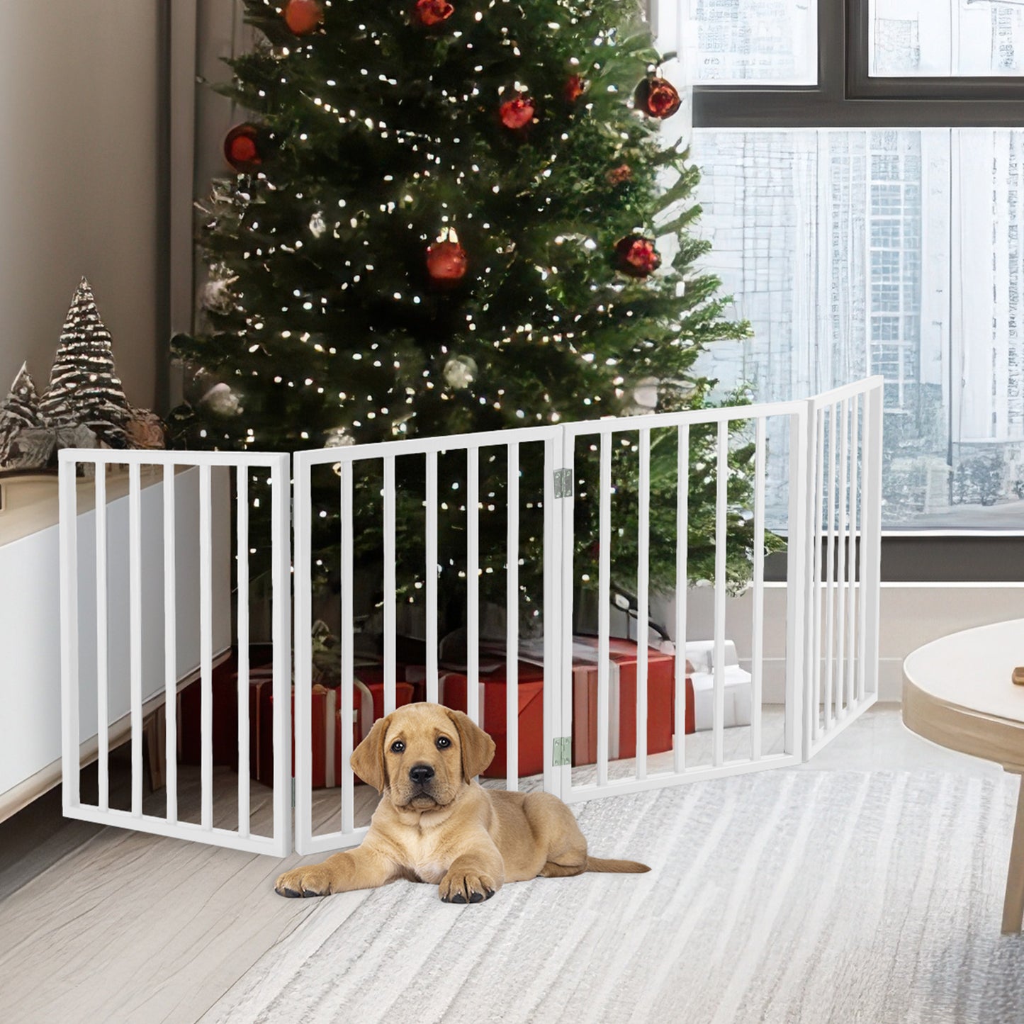 PETMAKER 4-Panel Indoor Foldable Pet Gate, White