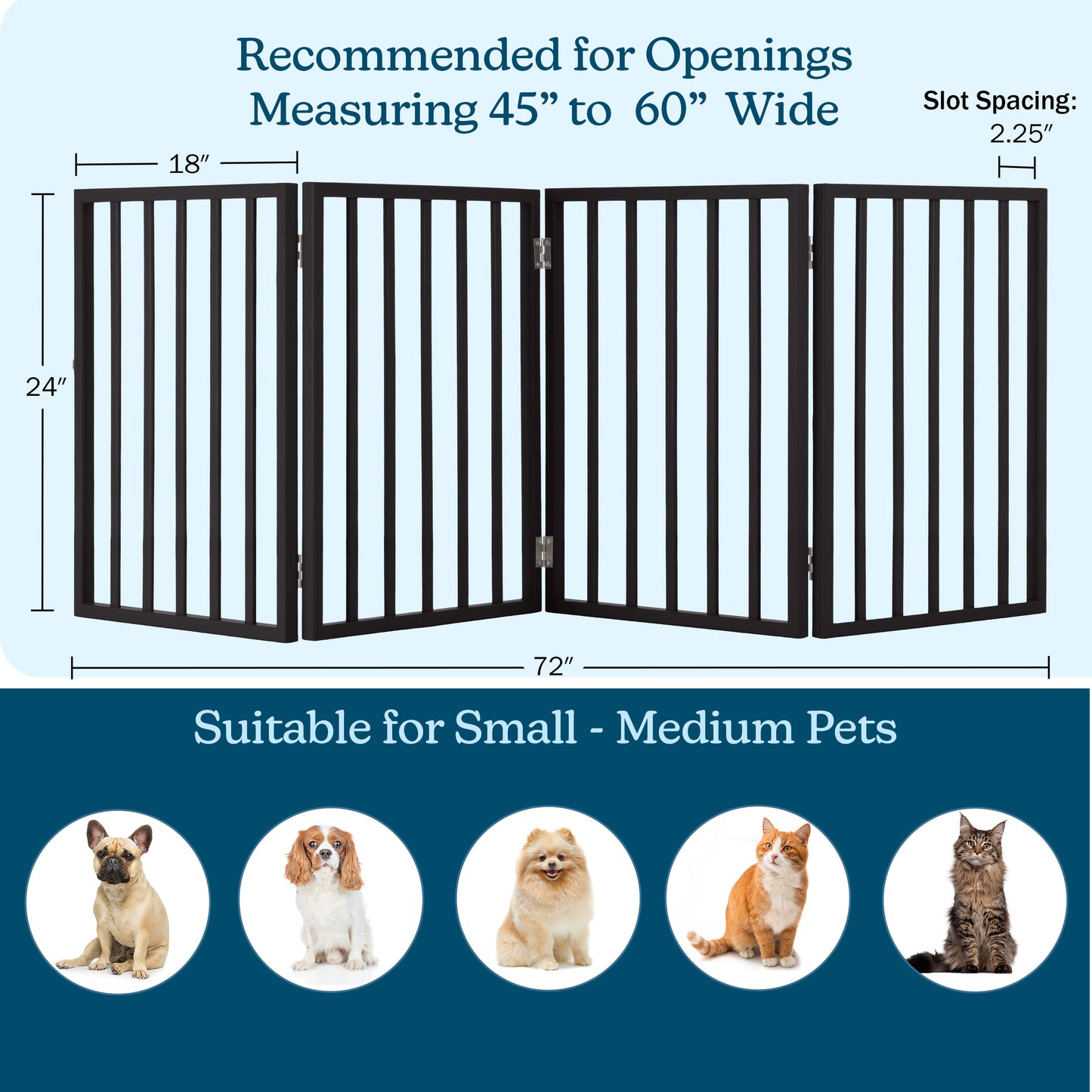 PETMAKER 4-Panel Indoor Foldable Pet Gate, Black