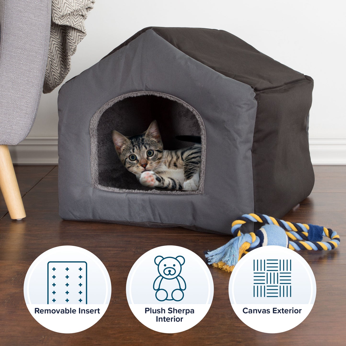 PETMAKER Indoor Dog House for Small Pets, Gray