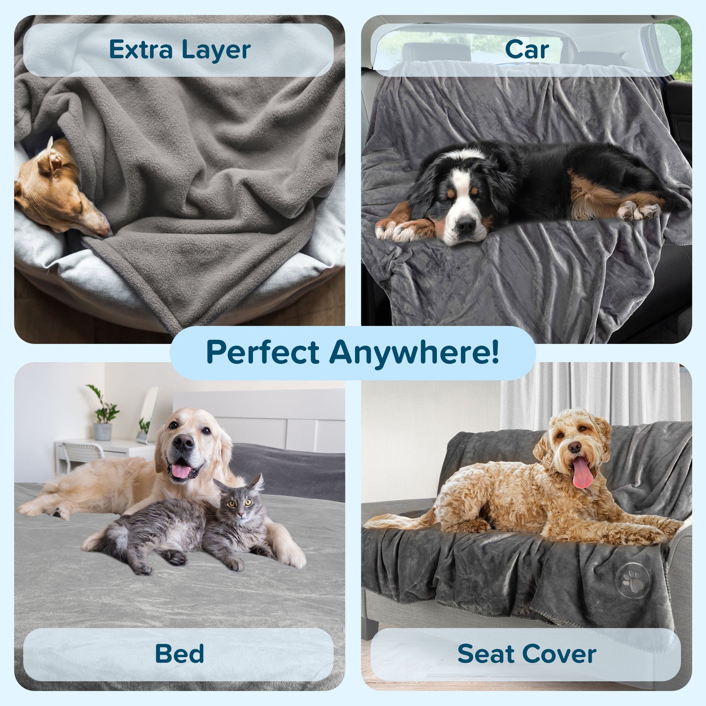 PETMAKER 60x70-Inch Waterproof Dog Blanket, Gray