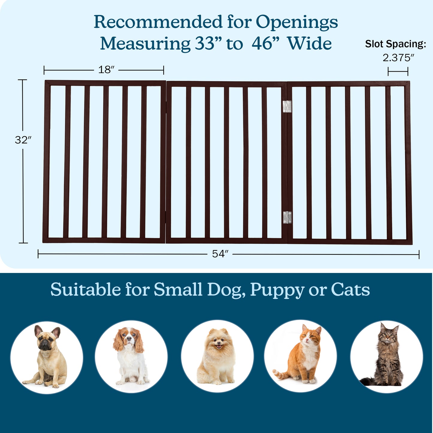 PETMAKER 3-Panel Indoor Foldable Pet Gate, Brown