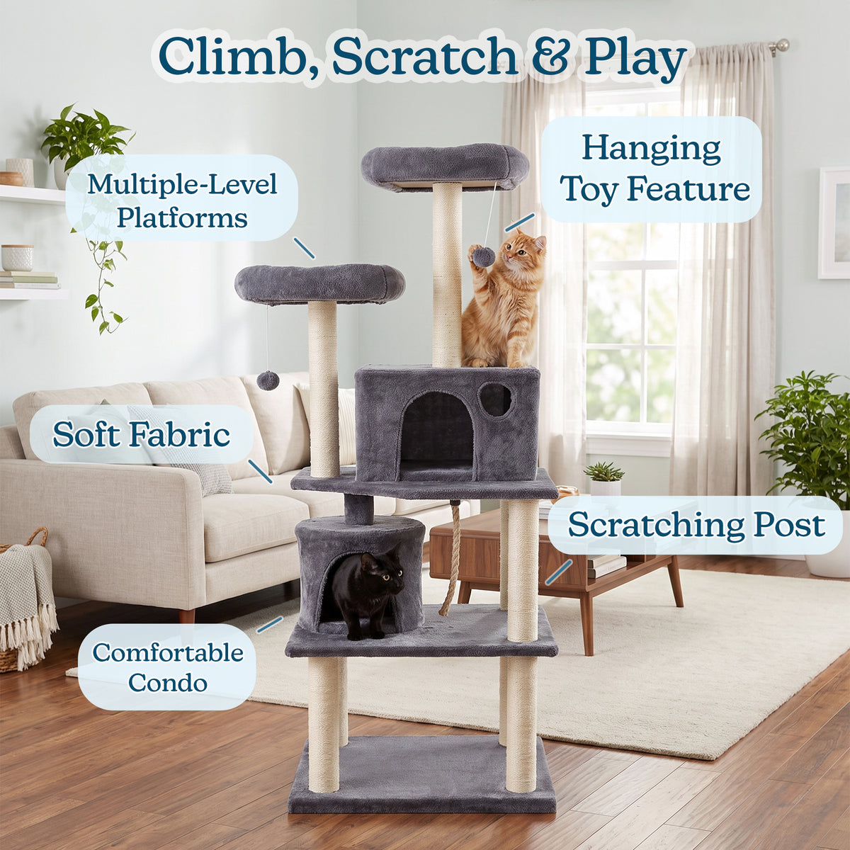 5-Tier Cat Tree with Scratch Posts