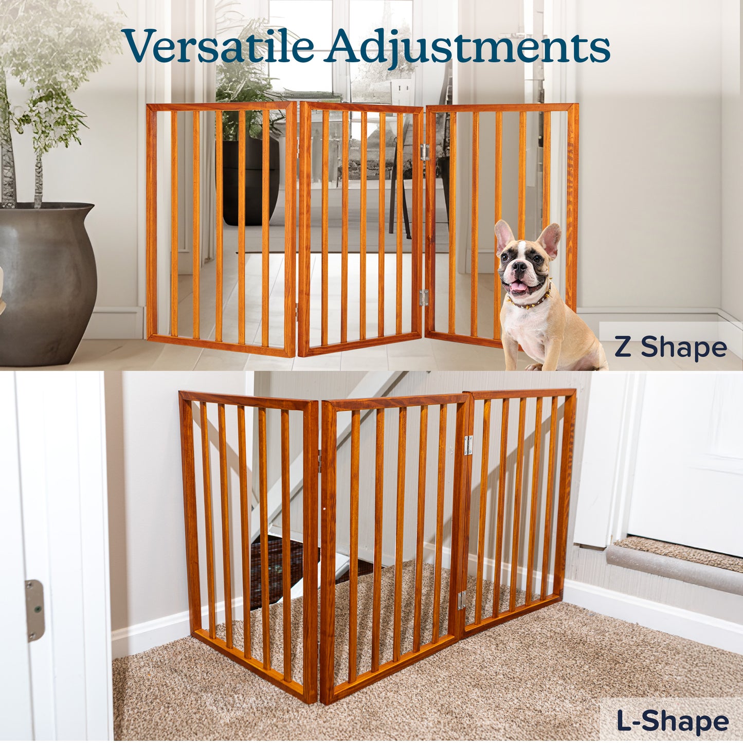 PETMAKER 3-Panel Foldable Pet Gate, Mahogany