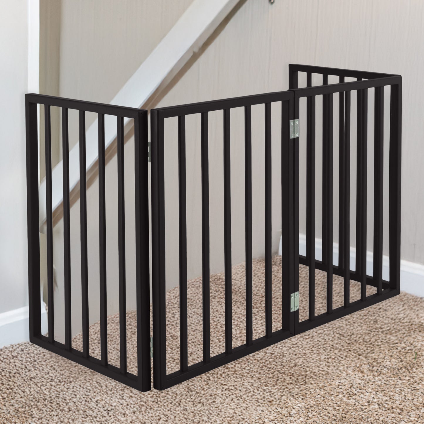 PETMAKER 4-Panel Indoor Foldable Pet Gate, Black