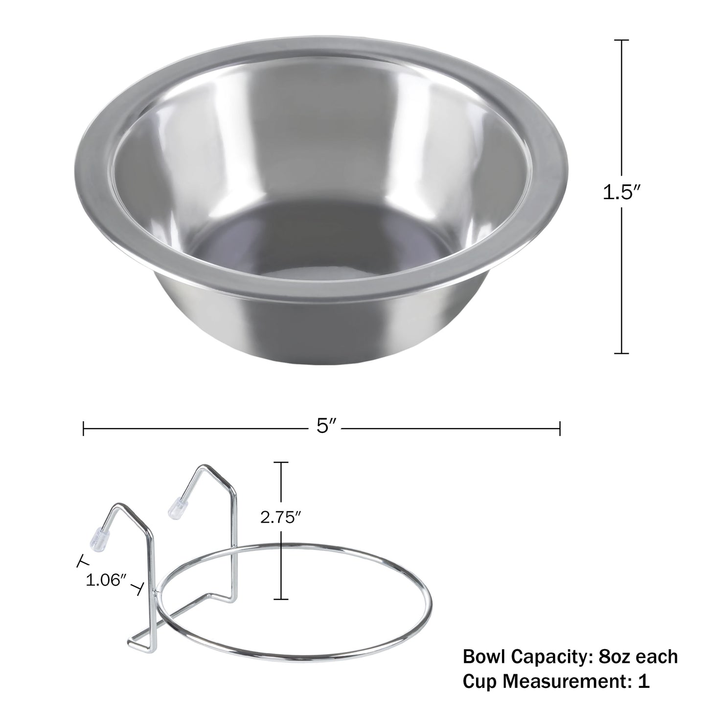 Stainless-Steel Hanging Dog Bowl Set