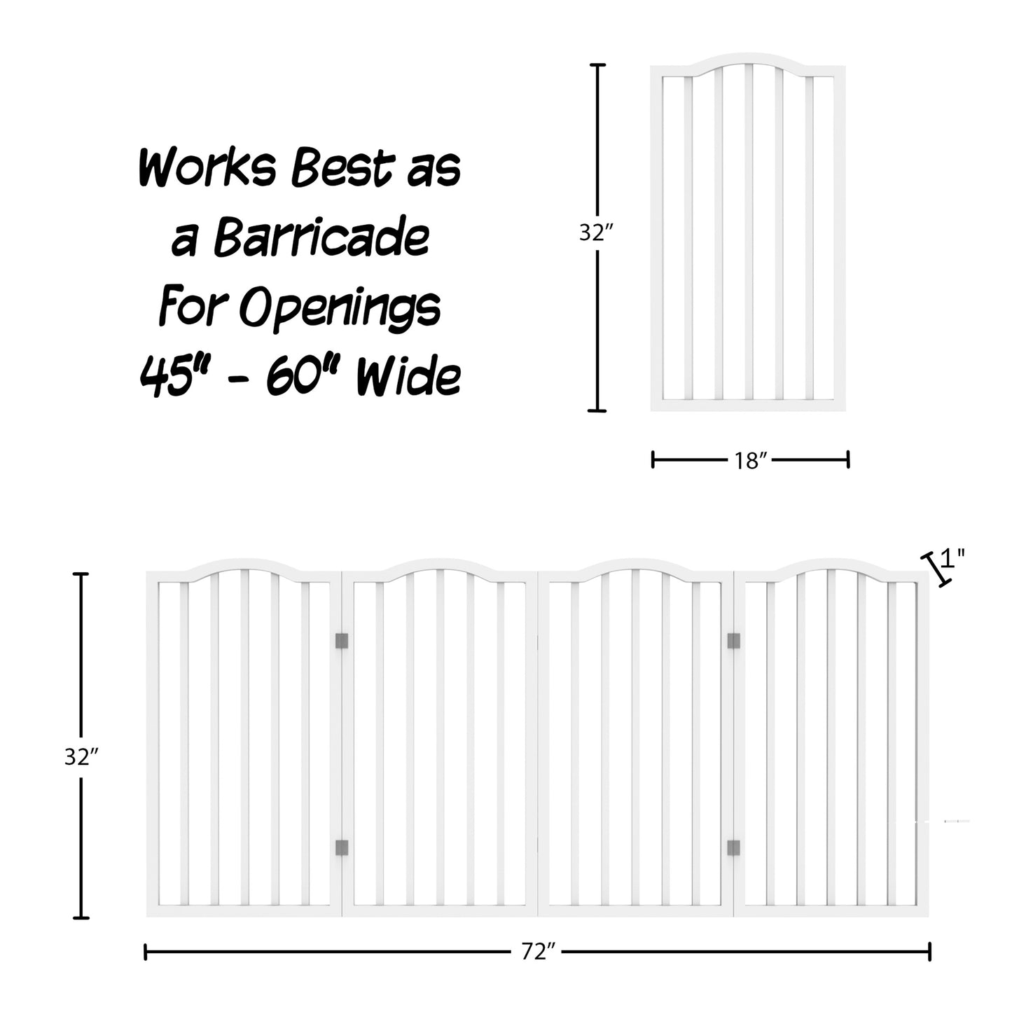 PETMAKER 4-Panel Indoor Foldable Pet Gate, White